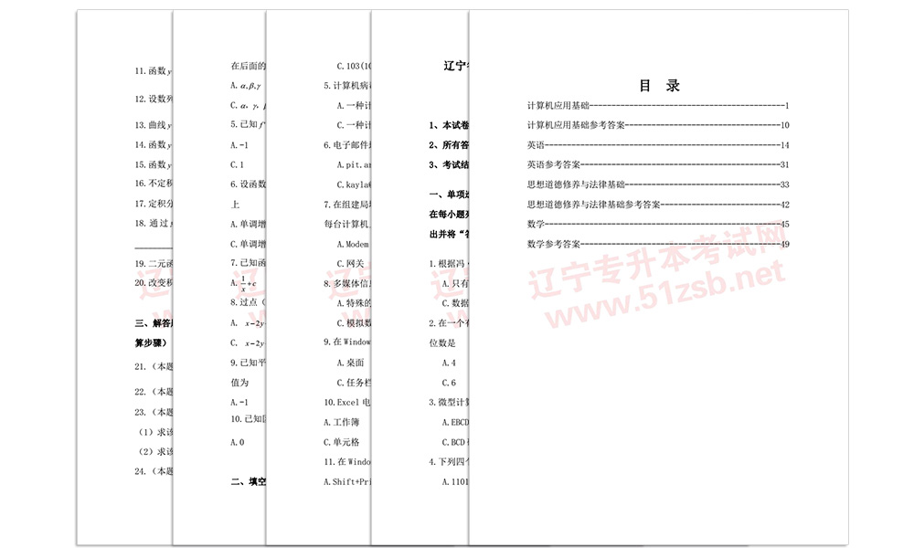 公共课自测题计算机基础英语数学内容页面